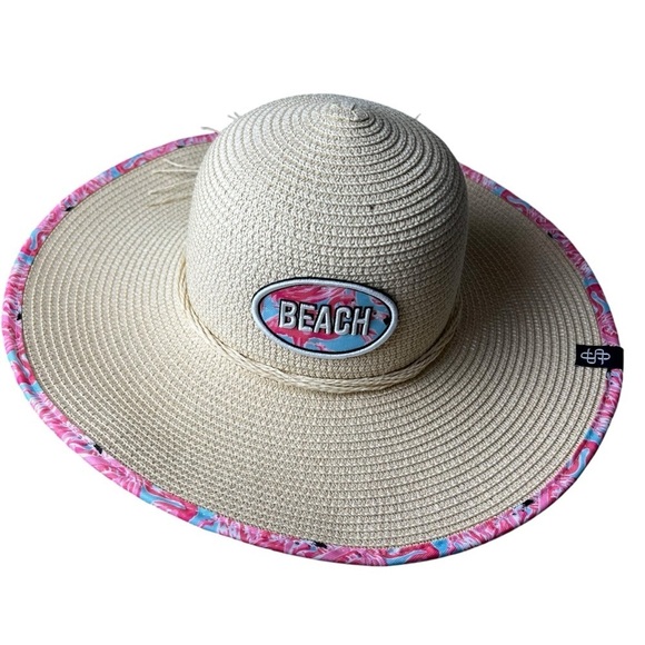 NWT Simply Southern Wide Brim Sun Hat Straw Beach Resort Vacation OSFM Travel - Picture 1 of 9